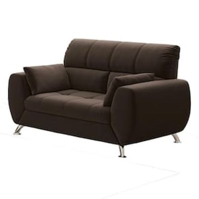 Sofá de 2 Lugares Linoforte Bélgica com 154 cm de Largura e Revestido em Tecido Suede Marrom Chocolate