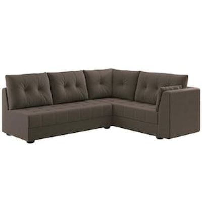 Sofá de Canto 6 Lugares Linoforte Toronto com Revestimento em Tecido Suede Marrom Chocolate