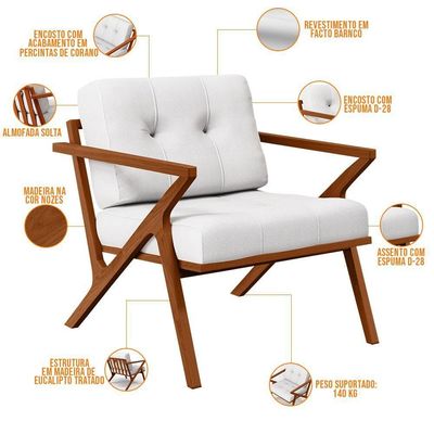 Kit 02 Poltronas Com Cintas De Corano Laís B04 Facto Branco