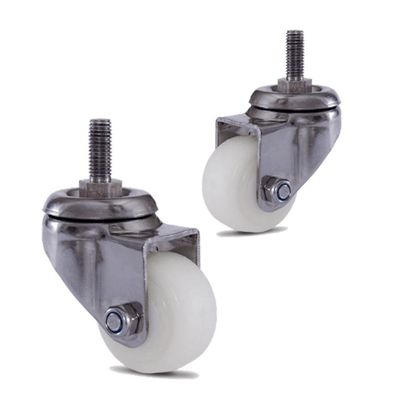 2 Rodizio Inox 2 Pol. Roda Nylon Com Espiga Sem Freio