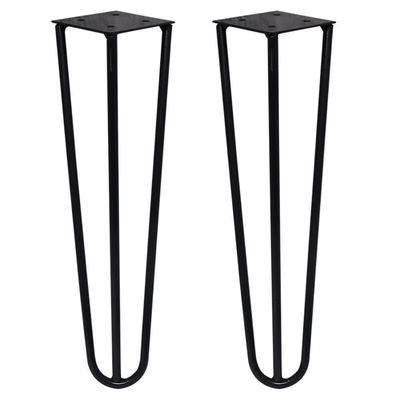 Kit 2 Pés De Metal 30 Cm Mesa De Canto Rack E Puffs Preto