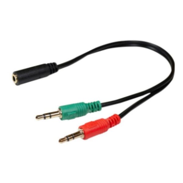 Cabo Adaptador P2 Femea e 2 P2 Macho Fone Microfone Headset
