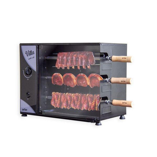 Churrasqueira Assador A Gás Gn Rotativa Elétrica 55 Cm Aço Carbono Infravermelho Vitta3 220v - Arke