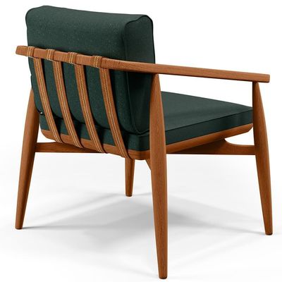 Poltrona Com Cintas De Corano Linho Verde Musgo
