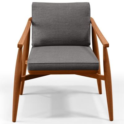 Kit 02 Poltronas Cintas De Corano Linho Cinza Escuro