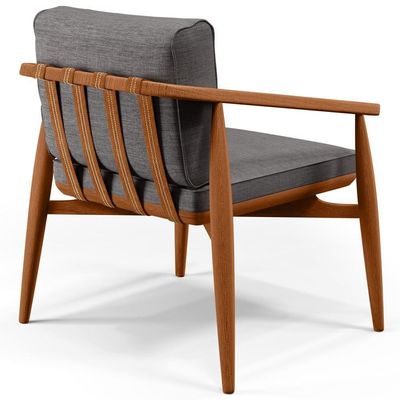 Kit 02 Poltronas Cintas De Corano Linho Cinza Escuro