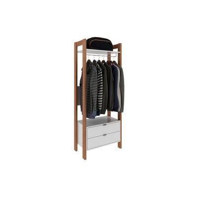 Guarda Roupa Closet Modulado AZ1011 c/ 2 Gavetas e 1 Prateleira cor Amêndoa/Branco - Tecno Mobili