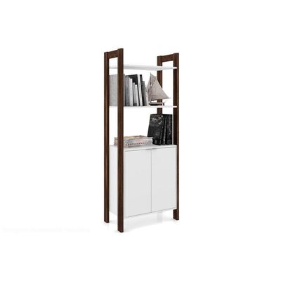 Guarda Roupa Closet Modulado AZ1009 c/ 2 Portas e 2 Prateleiras cor Branco/Nogal - Tecno Mobili