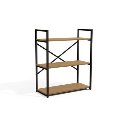 Estante Livreiro Casal Industrial Baixa LI007 c/ 3 Prateleiras 72x85cm Freijo/Preto - Kappesberg