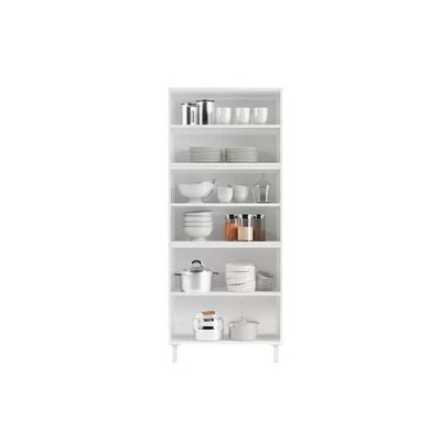 Módulo Cozinha Telasul Mirage New Paneleiro Aço 6 Portas c/2Vidro 80cm Branco/Preto-Telasul