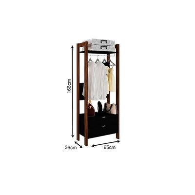 Guarda Roupa Closet Modulado AZ1011 c/ 2 Gavetas e 1 Prateleira cor Branco/Nogal - Tecno Mobili