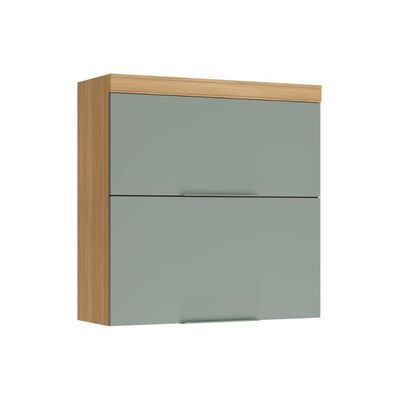 Módulo Cozinha Nesher Marquesa Armário c/ 2 Portas Basculante 80 cm Nature/Verde - Nesher