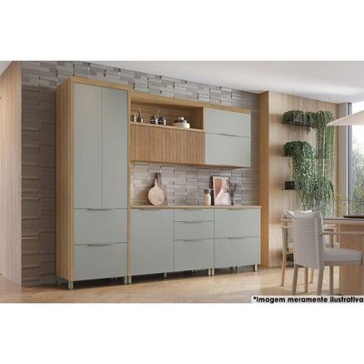 Módulo Cozinha Nesher Marquesa Armário c/ 2 Portas Basculante 80 cm Nature/Verde - Nesher