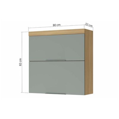 Módulo Cozinha Nesher Marquesa Armário c/ 2 Portas Basculante 80 cm Nature/Verde - Nesher