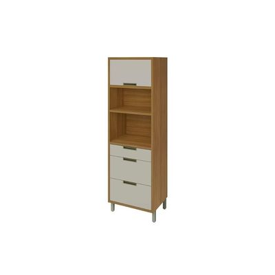 Torre Quente de Cozinha Paneleiro Imperatriz 2Fornos c/1 Pta e 3Gavs 70cm Freijo/Off White - Nesher