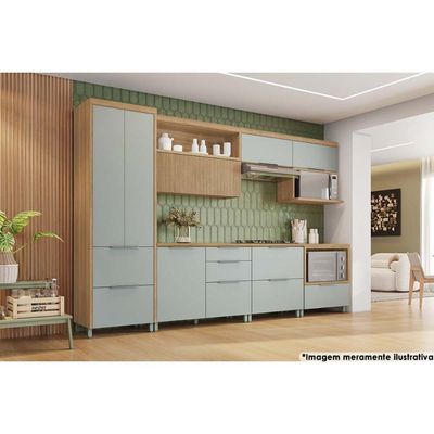 Torre Quente de Cozinha Paneleiro Marquesa 2 Portas e 2 Gavetas 70cm Nature/Verde - Nesher
