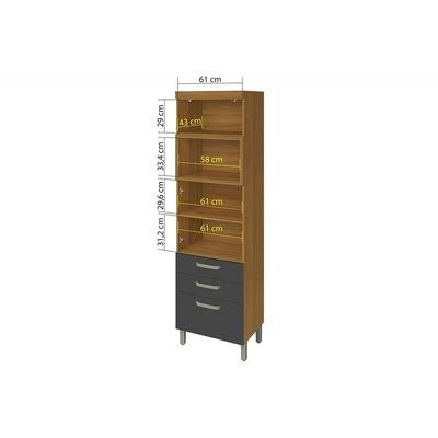 Torre Quente de Cozinha Paneleiro Princesa 1Forno c/2Ptas e 3Gavs 64cm Freijo/Off White - Nesher