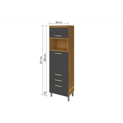 Torre Quente de Cozinha Paneleiro Princesa 1Forno c/2Ptas e 3Gavs 64cm Freijo/Off White - Nesher