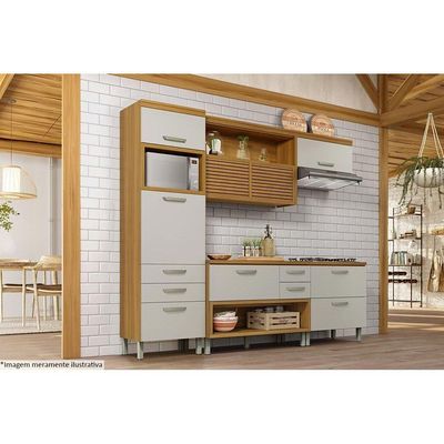 Torre Quente de Cozinha Paneleiro Princesa 1Forno c/2Ptas e 3Gavs 64cm Freijo/Off White - Nesher
