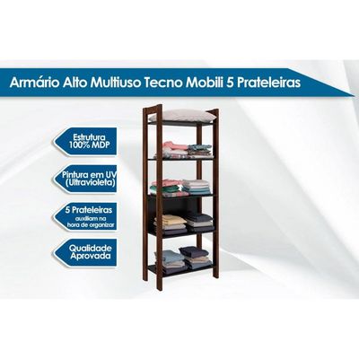 Guarda Roupa Closet Modulado AZ1005 c/ 5 Prateleiras cor Amêndoa/Branco - Tecno Mobili