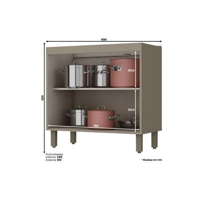 Balcão Cozinha p/Cooktop Connect c/2 Portas s/Tampo 80x52x81cm Off White - Henn