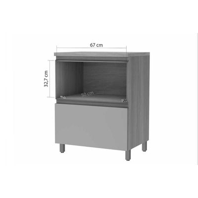 Balcão Cozinha p/Cooktop Rainha 1 Porta e 1 Gaveta c/ Tampo 70cm Nature/Verde - Nesher