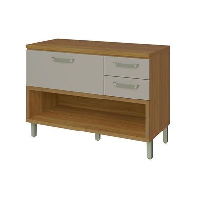 Gabinete p/Pia Cozinha Balcão Princesa 1Porta e 2Gavetas c/ Tampo 120cm Freijo/Off White - Nesher
