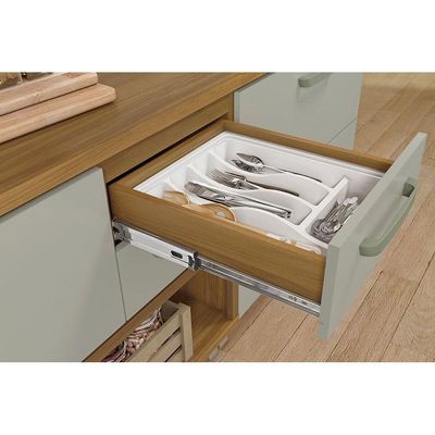 Gabinete p/Pia Cozinha Balcão Princesa 1Porta e 2Gavetas c/ Tampo 120cm Freijo/Off White - Nesher