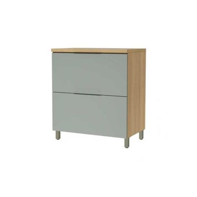 Balcão Cozinha p/Cooktop Marquesa 1 Porta Basculante e 1 Gaveta c/ Tampo 80cm Nature/Verde - Nesher