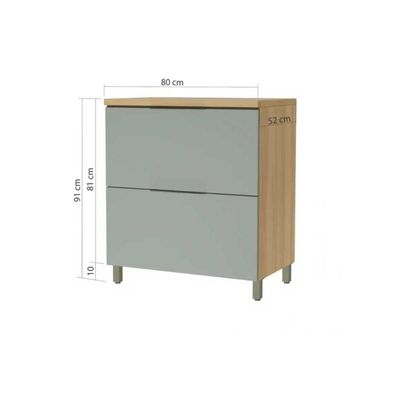 Balcão Cozinha p/Cooktop Marquesa 1 Porta Basculante e 1 Gaveta c/ Tampo 80cm Branca/Nature - Nesher
