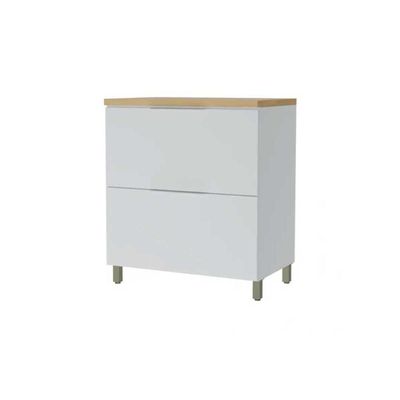 Balcão Cozinha p/Cooktop Marquesa 1 Porta Basculante e 1 Gaveta c/ Tampo 80cm Branca/Nature - Nesher