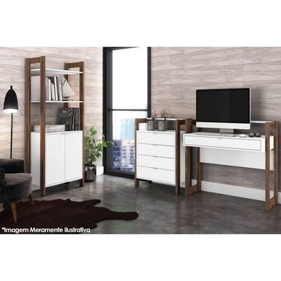 Módulo de Quarto Casal Closet AZ1009 c/ 2 Portas e 2 Prateleiras Branco/Nogal - Tecno Mobili
