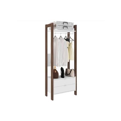 Módulo de Quarto Casal Closet AZ1011 c/ 2 Gavetas e 1 Prateleira Branco/Nogal - Tecno Mobili