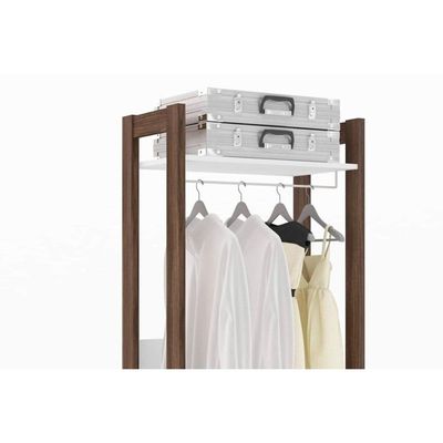 Módulo de Quarto Casal Closet AZ1011 c/ 2 Gavetas e 1 Prateleira Branco/Nogal - Tecno Mobili