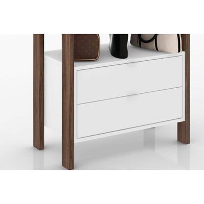 Módulo de Quarto Casal Closet AZ1011 c/ 2 Gavetas e 1 Prateleira Branco/Nogal - Tecno Mobili