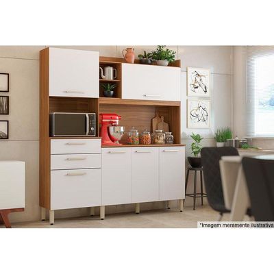 Cozinha Modulada Completa Select c/ 6 Portas e 2 Gavetas 178x194 Avena/Grafito - Demóbile