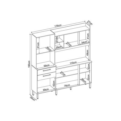Cozinha Modulada Completa Select c/ 6 Portas e 2 Gavetas 178x194 Avena/Grafito - Demóbile
