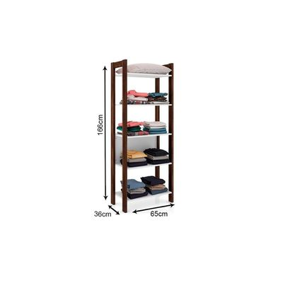 Módulo de Quarto Casal Closet AZ1005 c/ 5 Prateleiras Amêndoa/Branco - Tecno Mobili