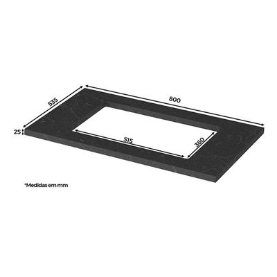 Módulo Cozinha Henn Americana Tampo Gabinete p/Cooktop 80x53cm Calcare-Henn