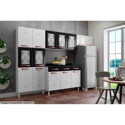 Módulo Cozinha Telasul Mirage New Paneleiro Aço 6 Portas c/2Vidro 80cm Branco-Telasul
