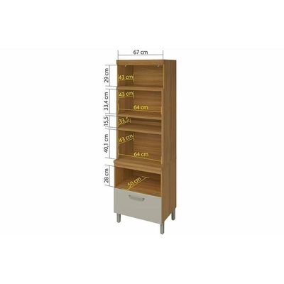 Torre Quente de Cozinha Paneleiro Princesa 2Fornos c/2Pta e 1Gav 70cm Freijo/Off White - Nesher