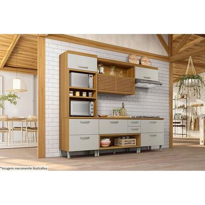 Torre Quente de Cozinha Paneleiro Princesa 2Fornos c/2Pta e 1Gav 70cm Freijo/Off White - Nesher
