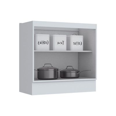 Balcão Cozinha p/Cooktop Americana c/2 Portas s/Tampo 80cm Branco - Henn