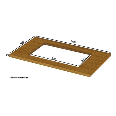 Módulo Cozinha Henn Americana Tampo Gabinete p/Cooktop 80x53cm Nature-Henn