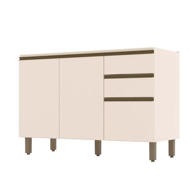 Gabinete p/Pia Cozinha Balcão Connect c/2 Gavetas e 3 Portas 120x51x82cm Off White - Henn