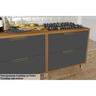 Balcão Cozinha p/Cooktop Imperatriz 1 Porta e 1 Gaveta c/ Tampo 80cm Freijo/Off White - Nesher