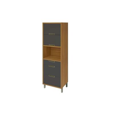 Torre Quente de Cozinha Paneleiro Imperatriz 1Forno c/2Ptas e 3Gavs 70cm Freijo/Grafite - Nesher