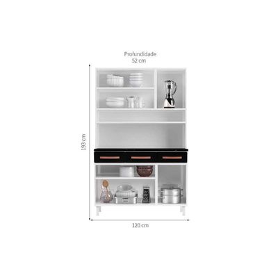 Cozinha Modulada Telasul Mirage New Kit Aço 6 Portas e 3 Gavetas 120cm Branco-Telasul