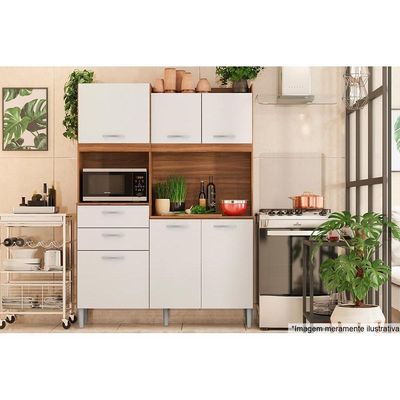 Cozinha Completa Harmonia c/ 6 Portas e 2 Gavetas 132x183 Avena/Grafito - Demóbile