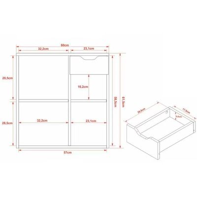 Bancada de Banheiro Suspenso BN3605 1 Porta 1 Gaveta cor Amêndoa - Tecno Mobili